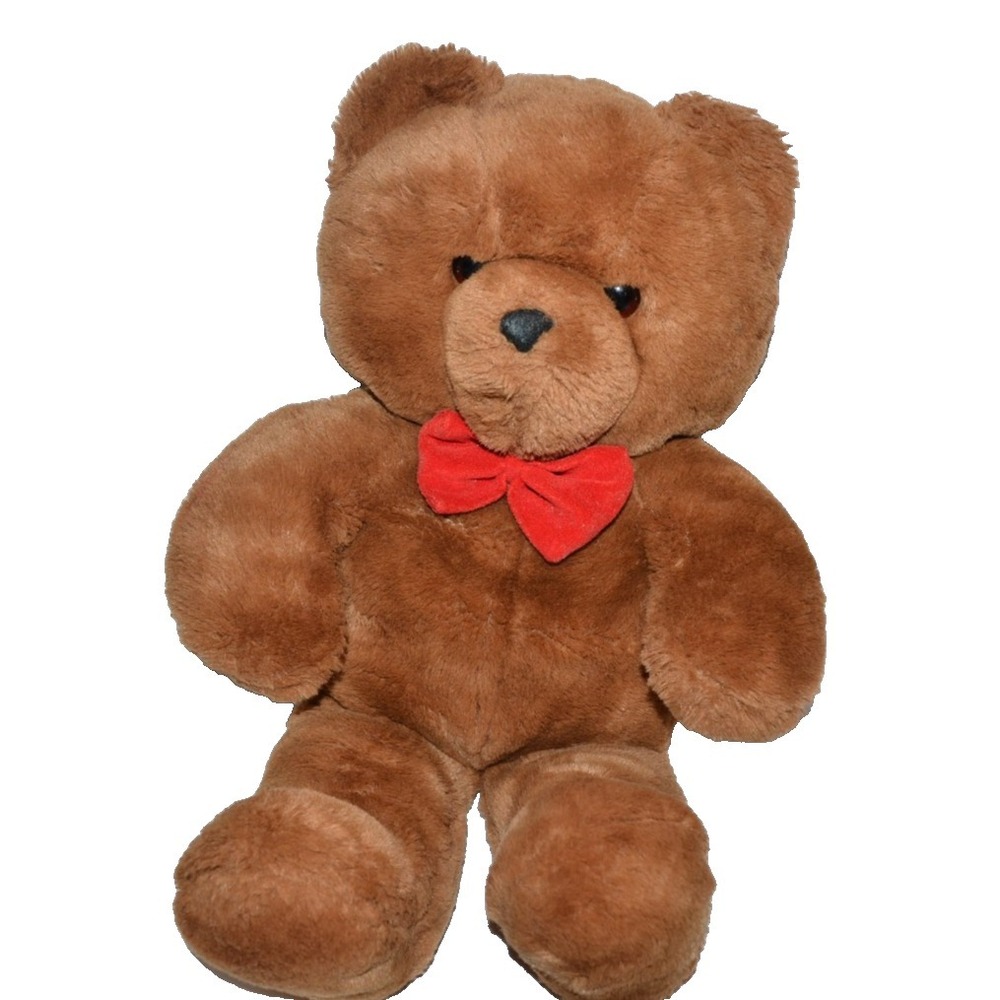 Dakin Honey Jo Brown Teddy Bear Plush Red Bowtie 20 Inch Stuffed Animal 1986 Vtg